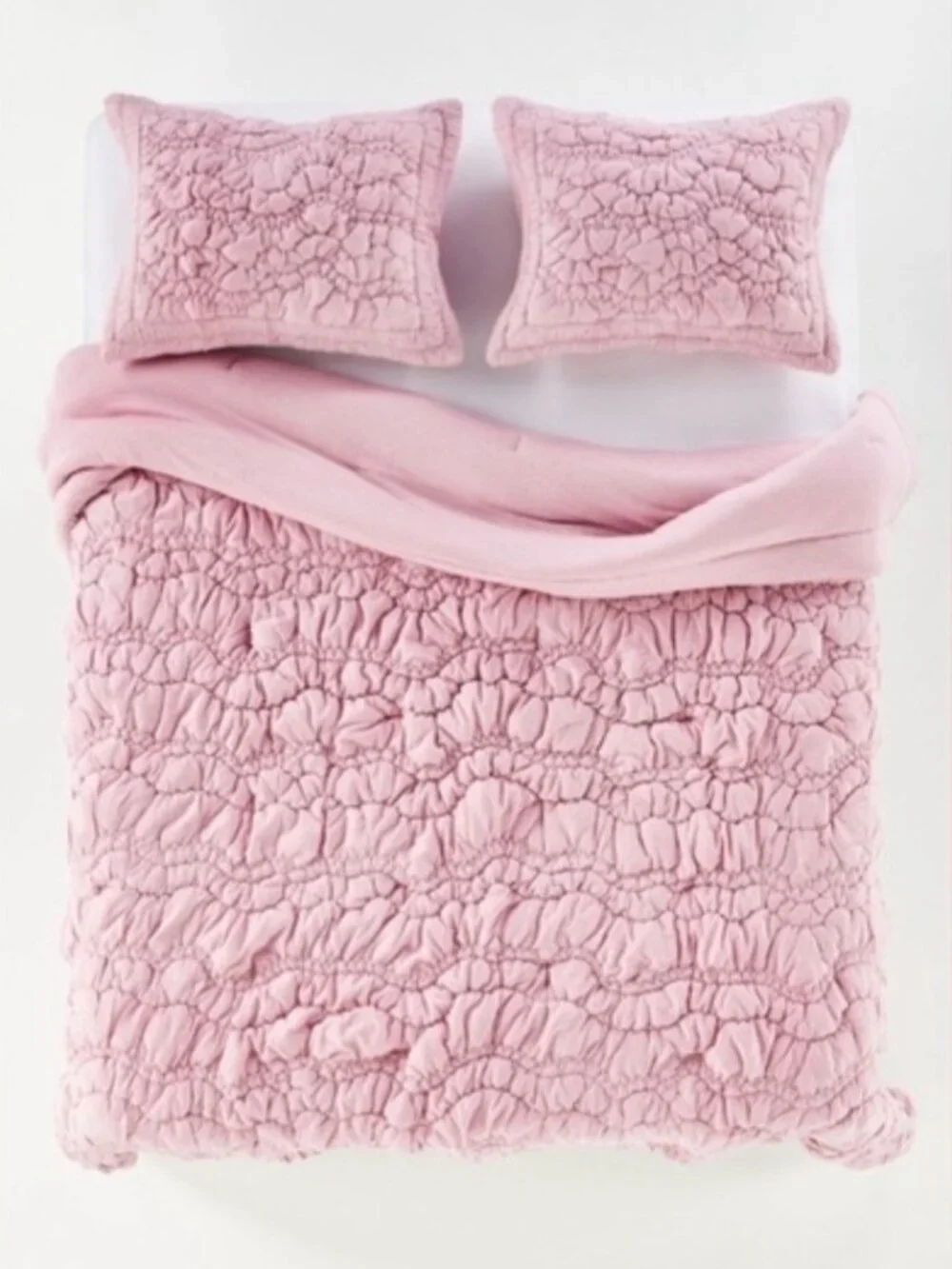 Anthropologie Brooke Heathered Jersey Cotton Quilt with Euro Shams new